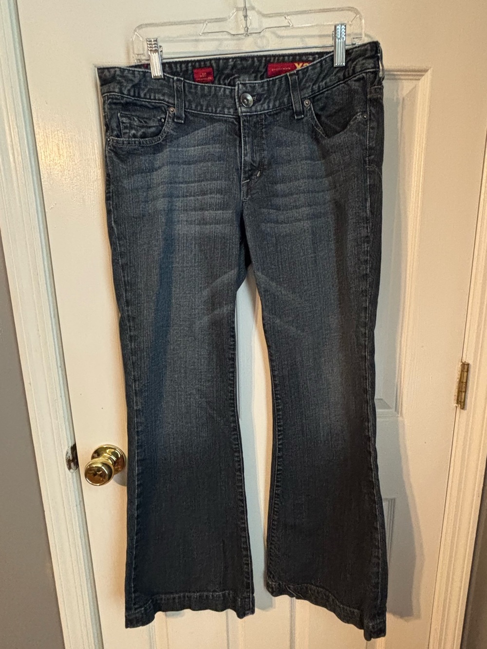 Express Dark Gray Flare Jeans